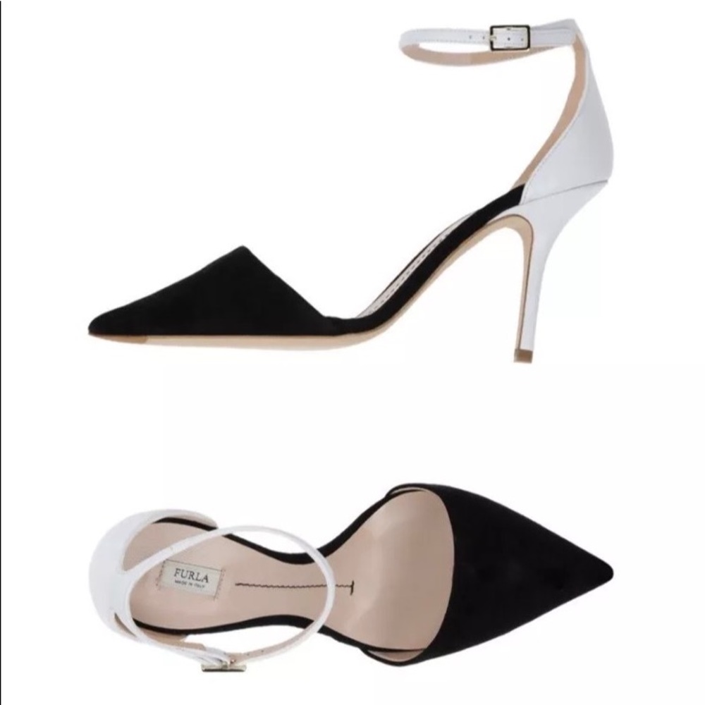 Furla high heels sandals black/white size 8 1/2-9
